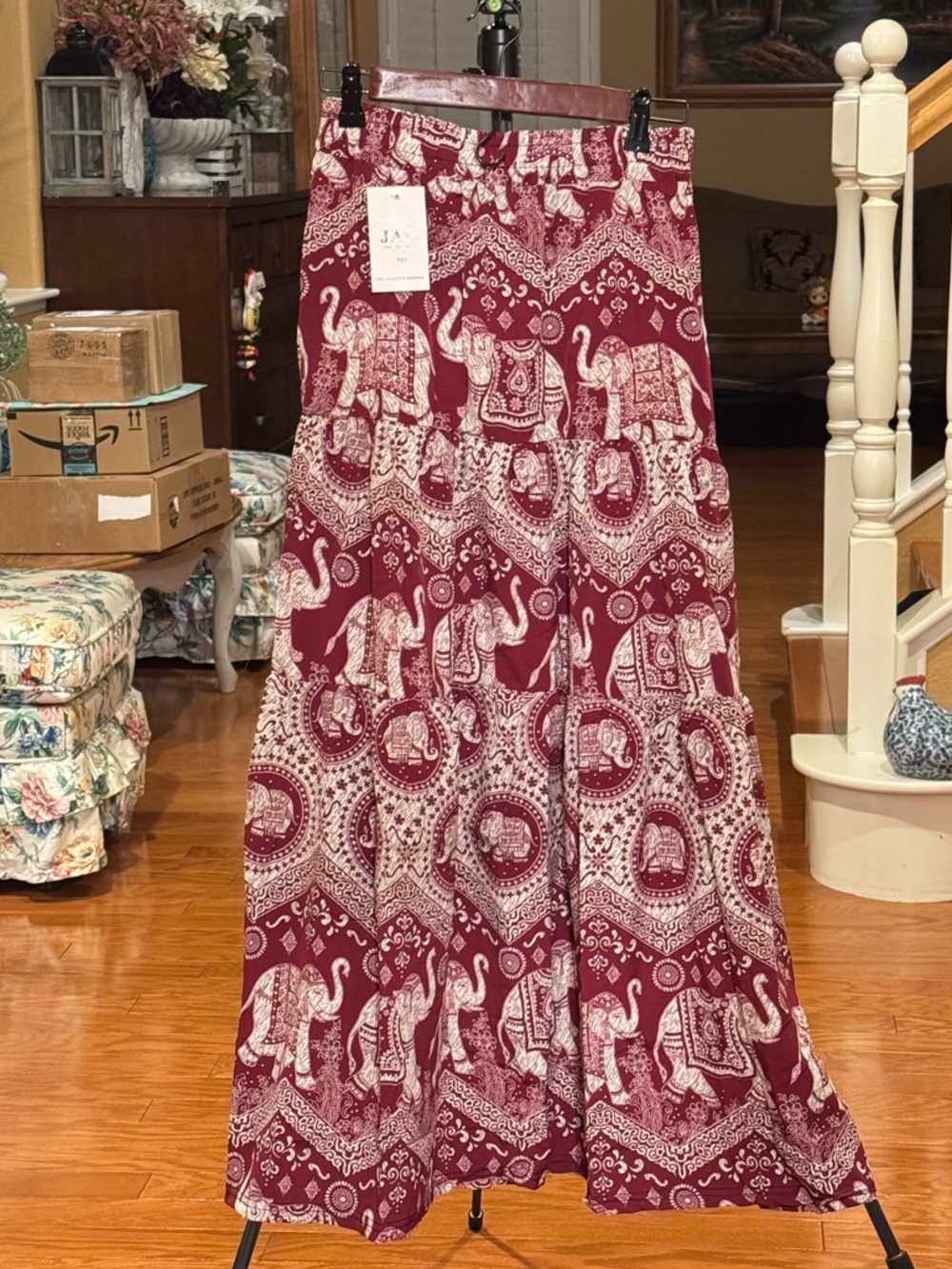 Elephant Print Maxi Skirt